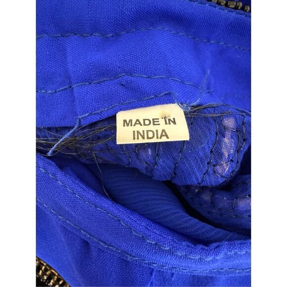 Royal blue women’s Islamic Kaftan black beaded embroidery wide long sleeve osfm - Picture 8 of 8